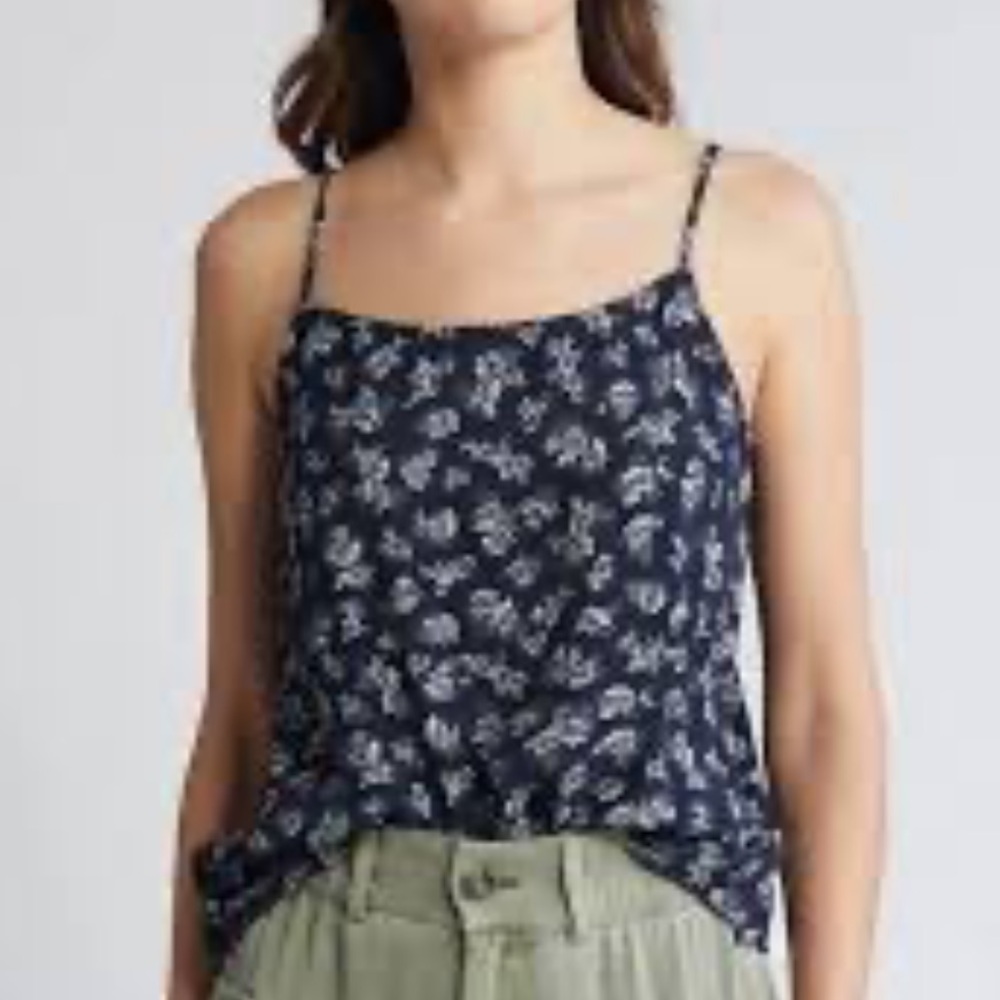 Treasure & Bond Floral Tie Back Cami Tank Top Black White XL NWT Style